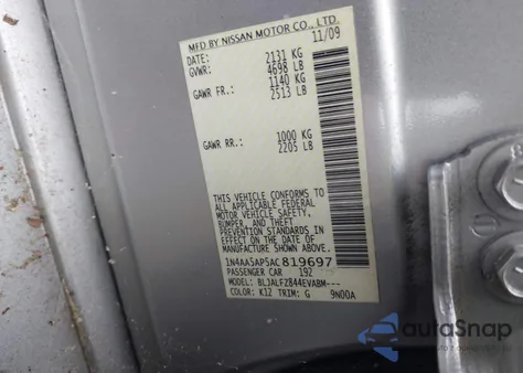 2010 Nissan Maxima 3.5 Sv from USA, damaged, VIN 1N4AA5AP5AC819697